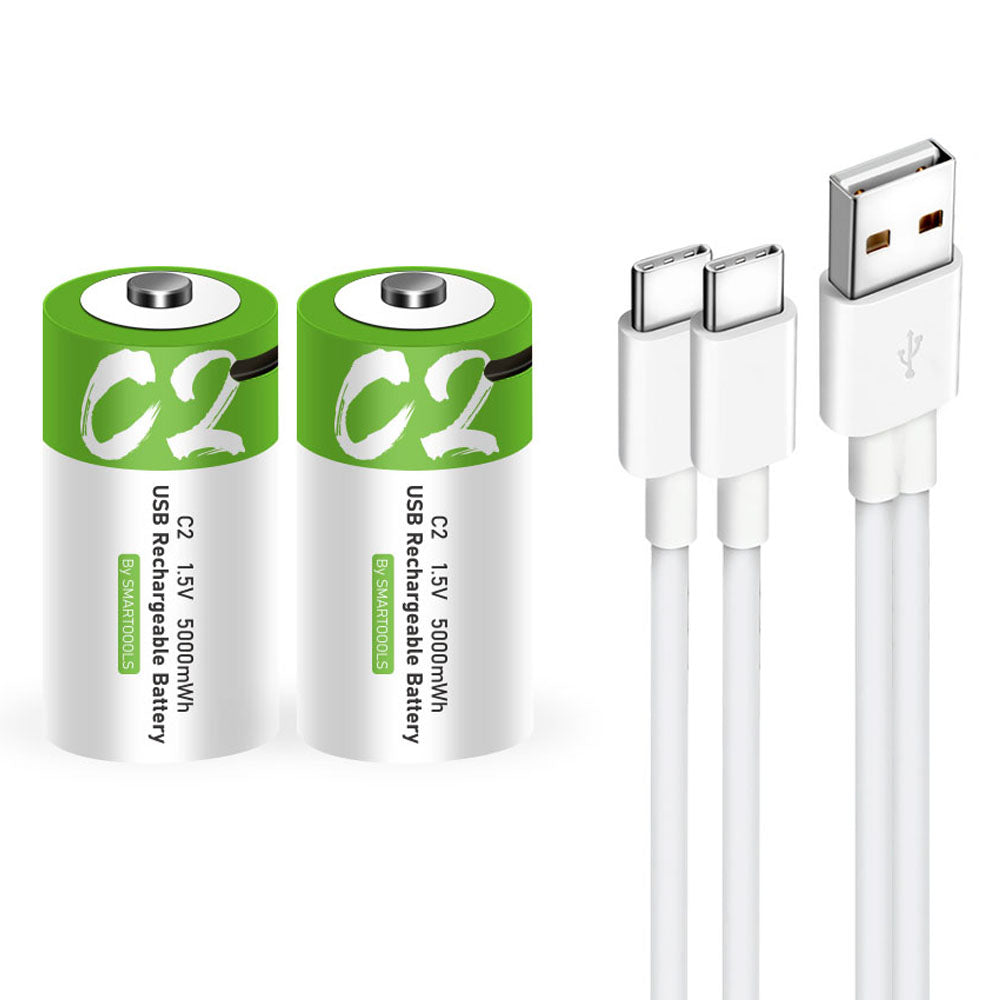 SMARTOOOLS 2Pcs 1.5V 5000mWh C Size Battery Rechargeable C2 Lithium Batteries for Water Gas Meter Radio Shaver SMARTOOOLS 2Pcs 1.5V 5000mWh C Size Battery Rechargeable C2 Lithium Batteries for Water Gas Meter Radio Shaver